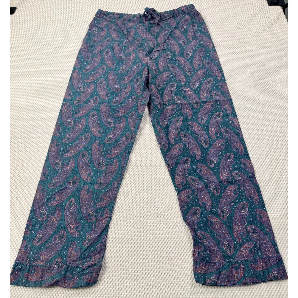 VTG Christian Dior Monsieur Le Connaisseur Pajamas Set Large Paisley Teal Purple